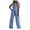 Blue, variant on Ashirexll Vacation Outfits for Women, Two Piece Sets for Women, Solid Color Tank Top and Pocket Lace Up Pants Two Piece Set