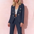thumbnail image 4 of LEWKW Women's Elegant 2 Piece Blazer Sets Long Sleeve Gold Button Jacket And Wide Leg Trousers Matching Sets formal Chic Business Work Office Suits, 4 of 8
