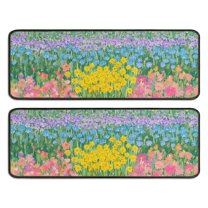 Kitchen Rugs Sets Of 2,Pioneer Flower Floral Print Pattern Anti Fatigue Kitchen Mat Rugs Non Slip Washable,Decorative Kitchen Floor Mats for Kitchen,Sink,Laundry,17"x47" 17"x47"