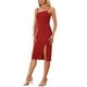 thumbnail image 4 of Vestido de cóctel de oficina sin mangas con abertura en el dobladillo para mujer Inspire Chic M Rojo, 4 of 6