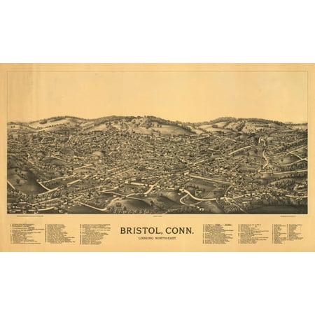 Hartford Connecticut Map - Historic Map of Bristol Connecticut 1889 Hartford County Stretched Canvas - (24 x 36)