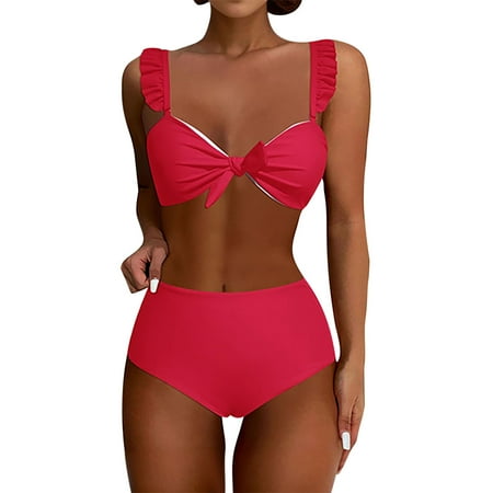 Divhosrg High Waisted Bathing Suit for Women Shorts  Bikini Sets for Women Cheeky Bottoms  Womens Bathing Suit Bottoms  Womens Swimwear Two Piece  Red Swim Suits for Women 2025 Plus Size 2XL
