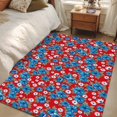 thumbnail image 5 of Blue Floral Washable Area Rugs 2.7'x5', Flower Leaves Farmhouse Red Background Low Pile Throw Living Room Rug Non-Slip Sturdy Edge Binding Carpet for Indoor Entryway Bedside Kitchen, 5 of 9
