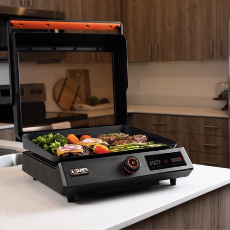 Blackstone E-Series 17 Electric Tabletop Griddle with Hood, Black