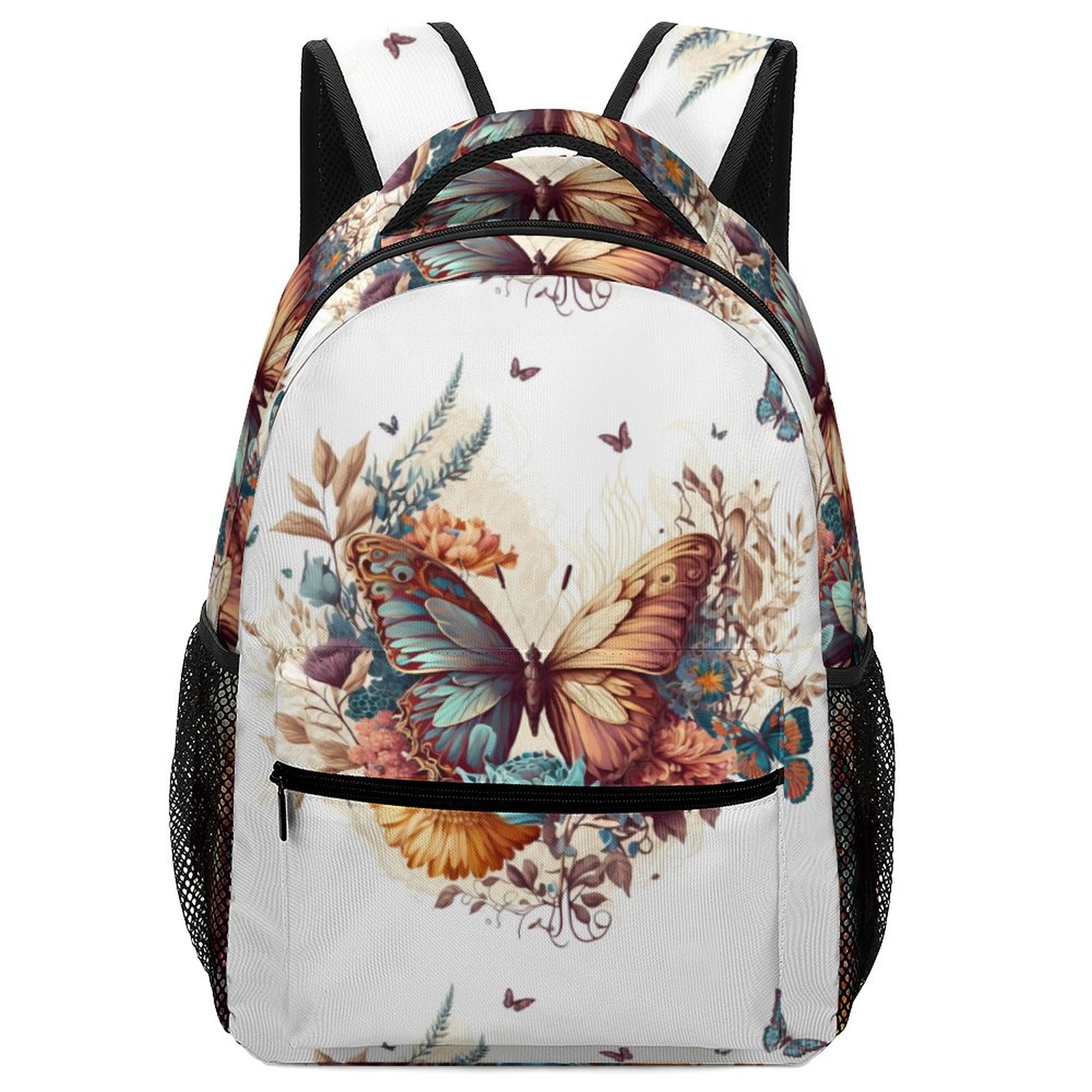 JINMUZAO Butterfly Leaf Print Students Backpack with Whistle for Kids