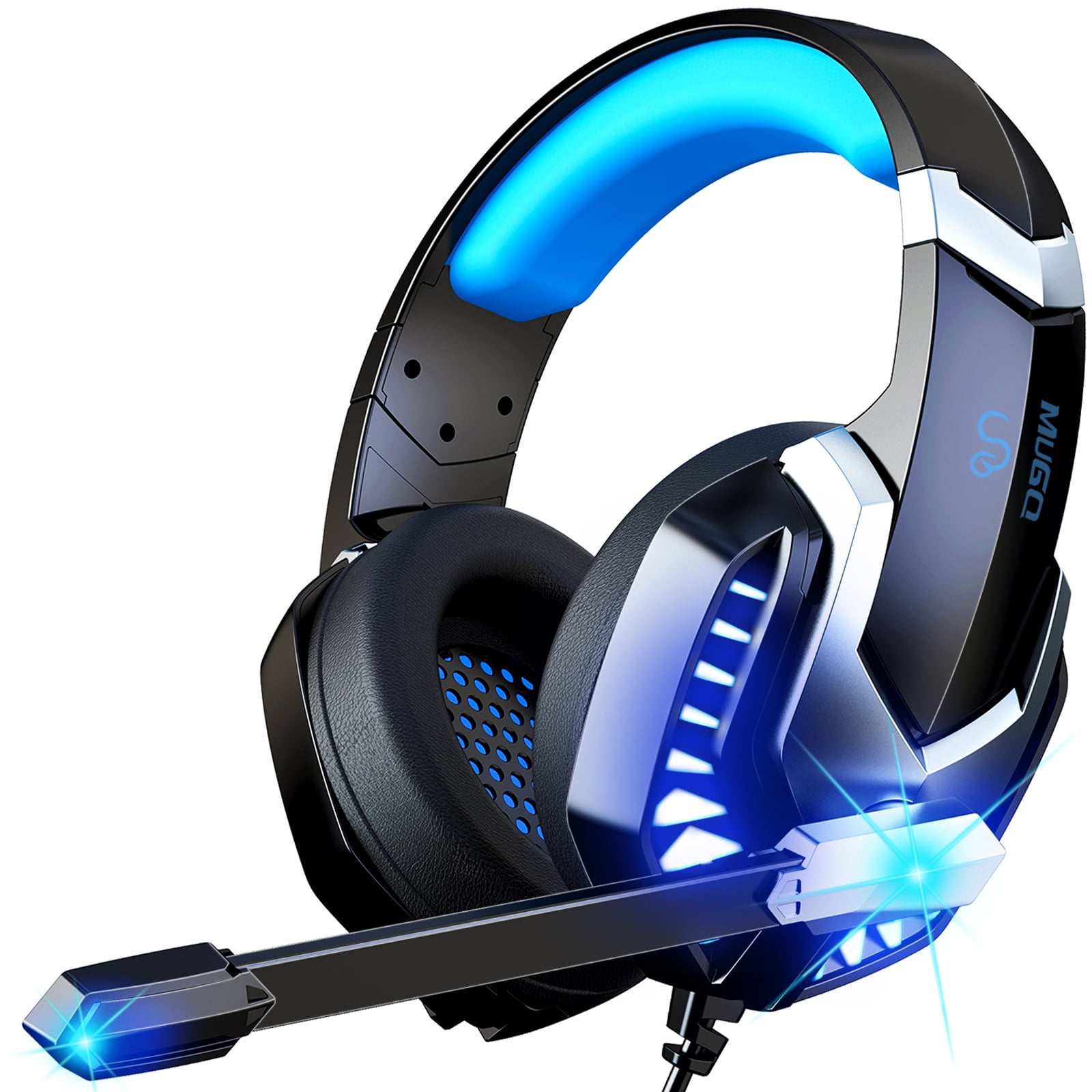 Donerton Gaming Headset, Over-Ear Gaming Headphones with Noise Canceling Mic, Stereo Bass Sound, LED Light, Soft Memory Earmuffs PS4 Gaming Headset Compatible with PC, Laptop,Tablet - Walmart.com