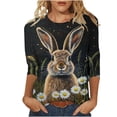 thumbnail image 3 of TaTaai Women Fashion Easter Theme Loose Tops Round Neck Three-quarter Sleeve Casual Soft Comfortable Lightweight Daily Holiday Outfits Shirts Gift, 3 of 5