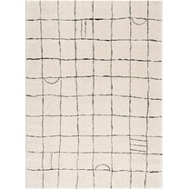 BoutiqueRugs Keanu Grid Shag Area Rug - Rose Cream - 5'3" x 7'