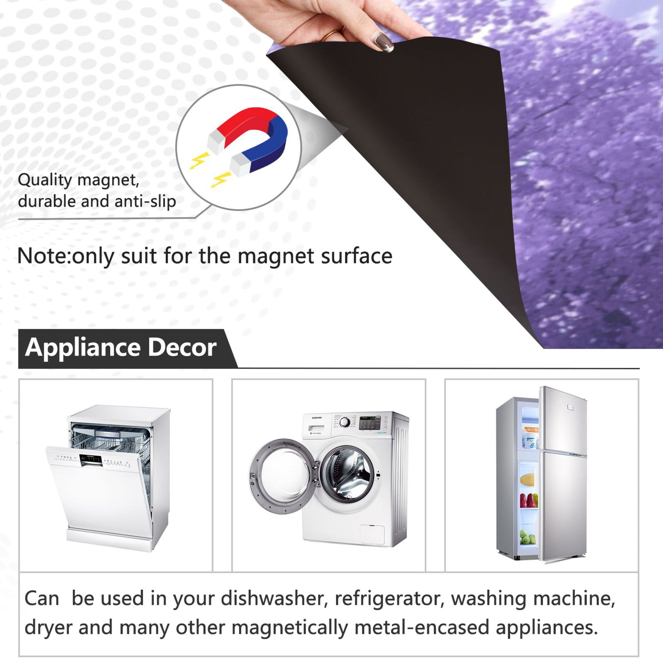 Dishwasher Magnetic Sticker 23x26 Inch Refrigerator Magnetic Sticker Washing Machine Magnetic Sticker Kitchen Panel Magnetic Sticker Home Decor Purple River Picture
