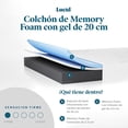 thumbnail image 2 of Lucid - Colchón Matrimonial de Memory Foam con Gel y Bambú - 20 cm - Colchón Firme - Funda Lavable y Transpirable - Compatible con Bases Ajustables, 2 of 6