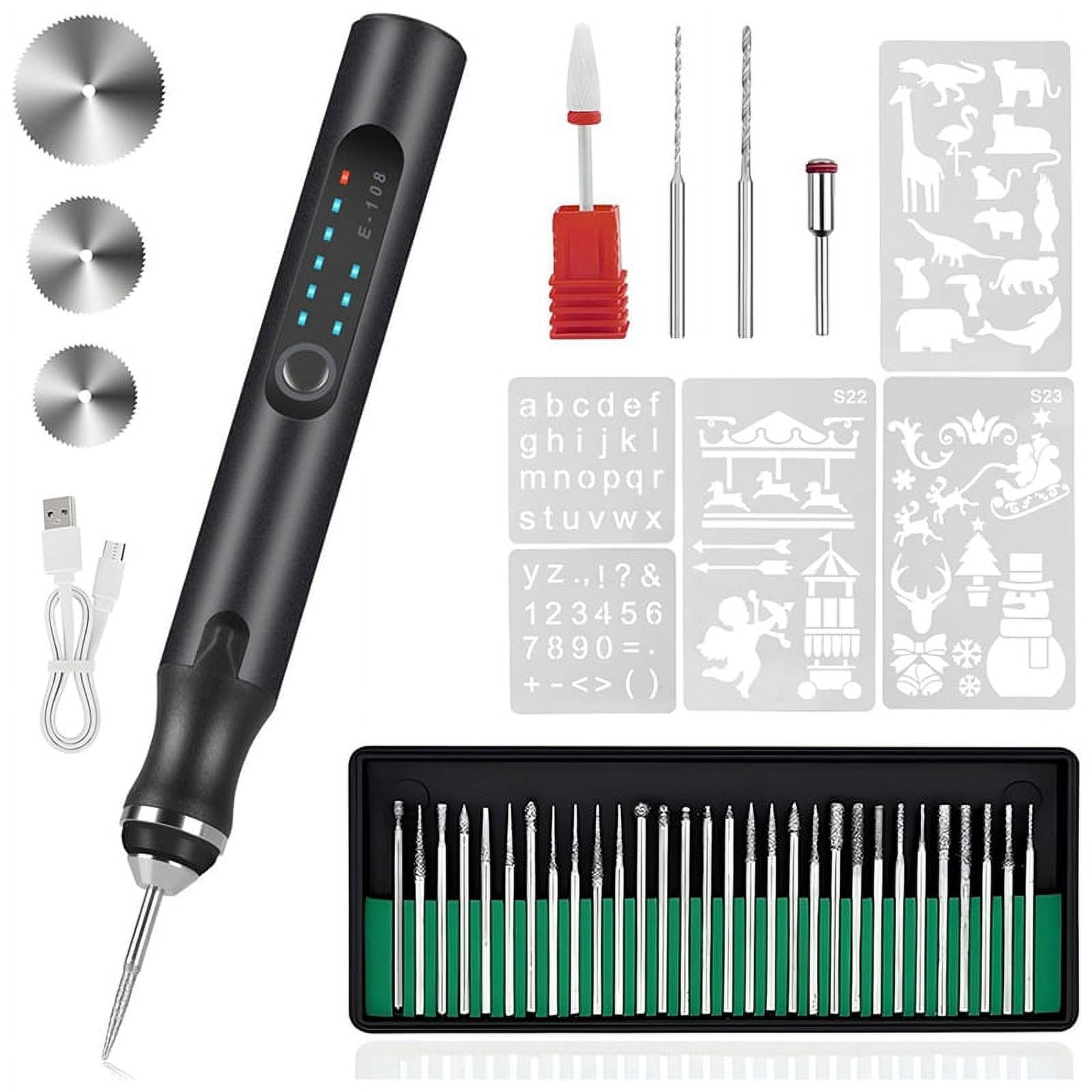 Cordless Electric Engraving Pen - 37,000 RPM USB Rechargeable Micro Engraver For Metal, Glass, Wood