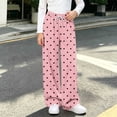 thumbnail image 2 of LangJing Girls Polka Dot Printed Fleece Sweatpants Youth Kids Elastic Waist Casual Drawstring Wide Leg Pants, 5-15Years, 2 of 7