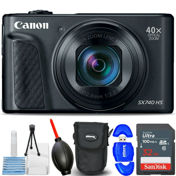 Canon PowerShot SX740 HS Digital Camera (Black) 2955C001 - 7PC Accessory Bundle