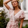 thumbnail image 5 of Vestido mini de gasa con estampado floral y mangas largas estilo campesino para mujer, 5 of 5