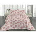 thumbnail image 2 of Ambesonne Blooming Roses Quilted Bedspread Set 3 Pcs, Art Innocent Flowers, Queen, Dark Coral Rose Blush, 2 of 4