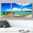 thumbnail image 3 of wall26 Framed Canvas Print Wall Art Set Teal Tropical Ocean Sea Island Paradise Nature Wilderness Photography Realism Rustic Landscape Colorful for Living Room, Bedroom, Office - 16"x24"x3, 3 of 5