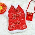 thumbnail image 2 of Dog New Year Outfit Pet Cheongsam Tang Costume Winter Warm Coat for Puppy Small Medium Dog (L), 2 of 5
