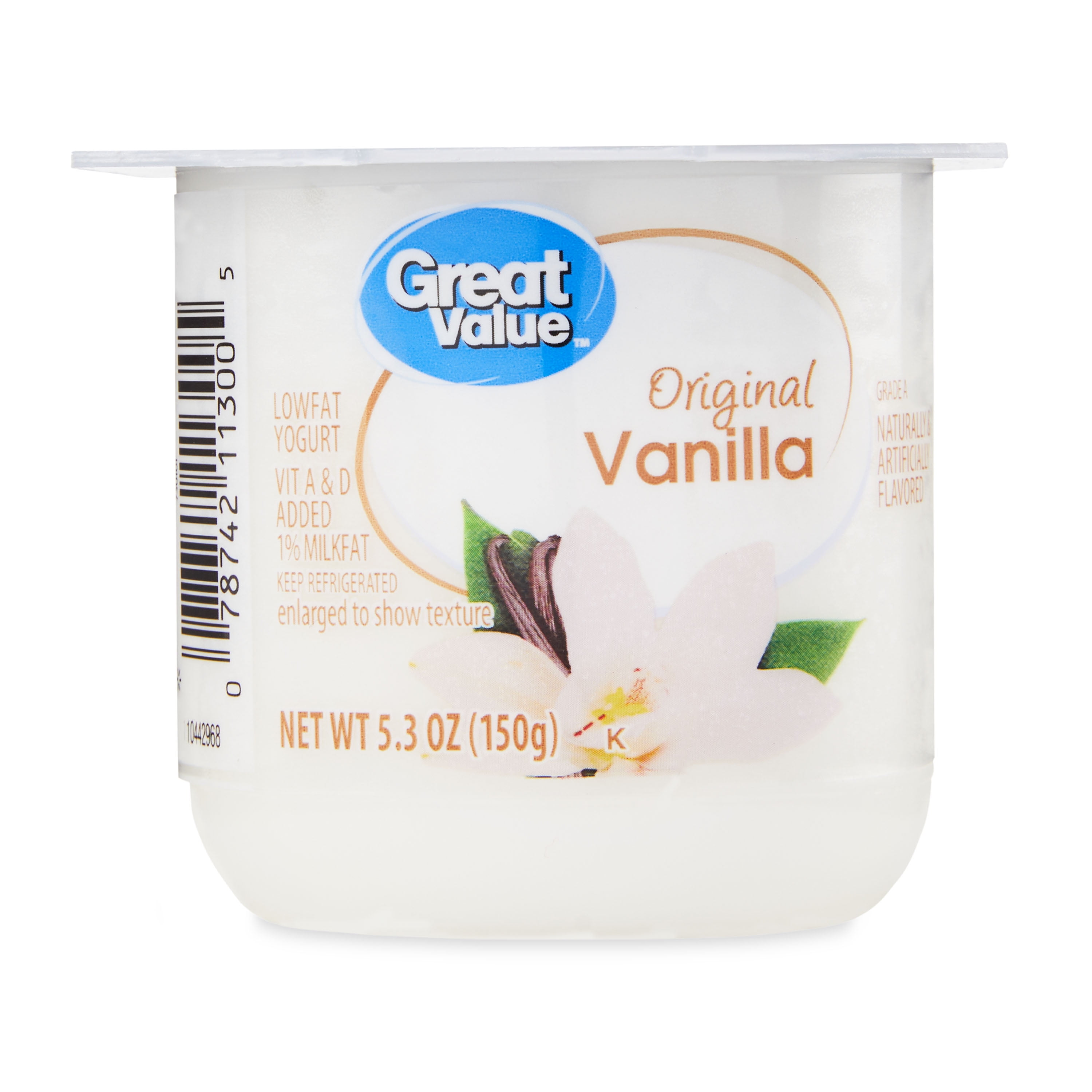 Great Value Original Vanilla Lowfat Yogurt, 5.3 oz
