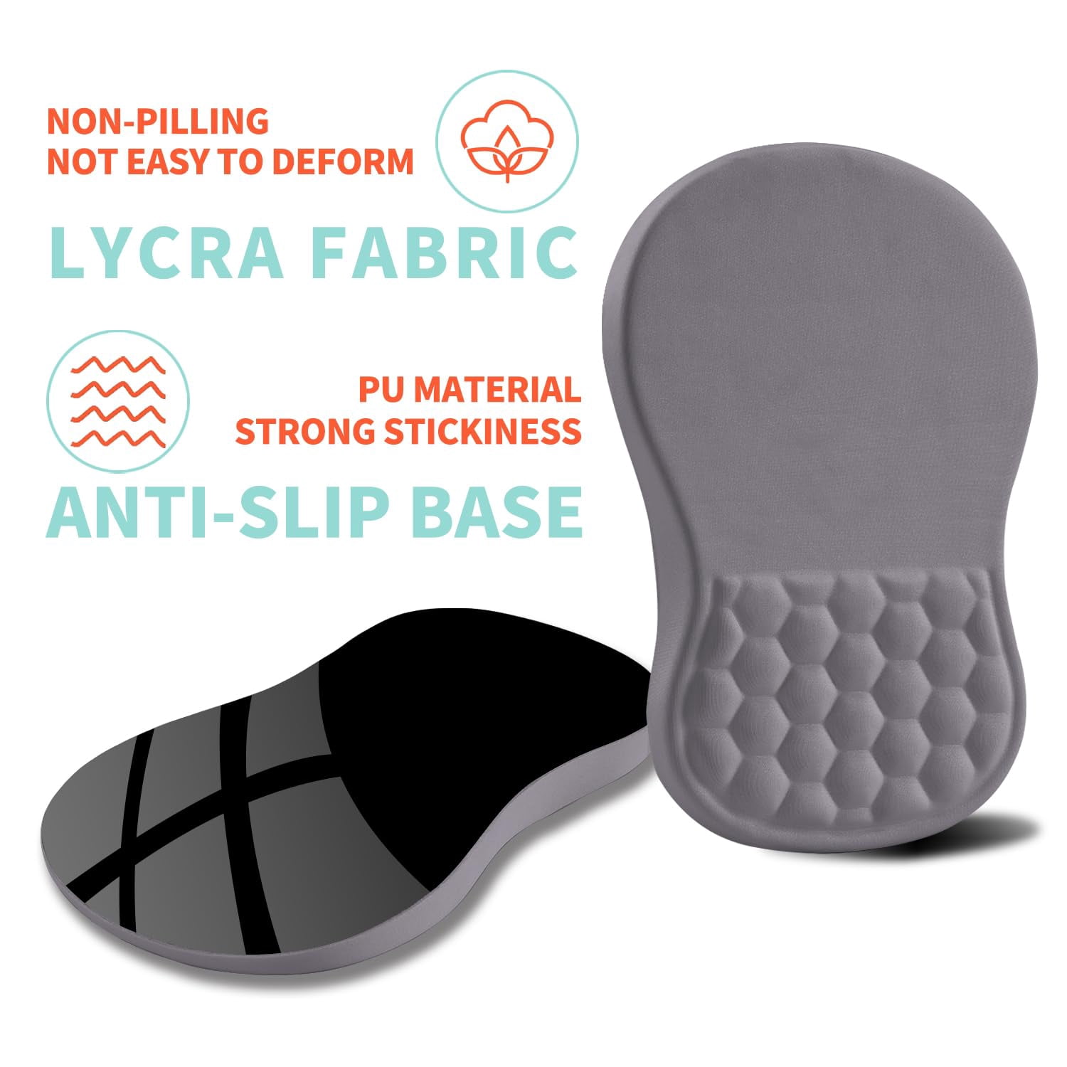 Mouse Pad Wrist Support With Memory Foam Massage Bulge  Carpal Tunnel Mousepad Rest For Mouse(12x8 Inch Gray Light Purple)