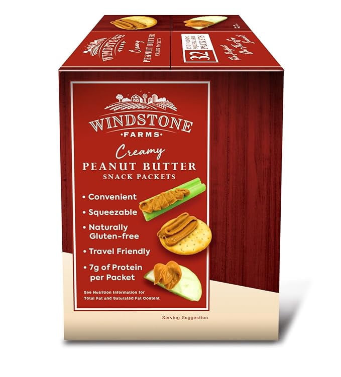 Windstone Farms Creamy Peanut Butter 32ct 1.15oz Snack Packet, 1.15oz Snack Packets
