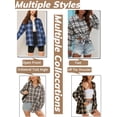 thumbnail image 6 of UVN Plaid Shirt for Women Oversized Flannel Long Sleeve Shirts Casual Button Down Blouse Tops with Pockets, 6 of 8