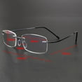 thumbnail image 2 of 3 Pairs of Mens Rimless Rectangle Silver Light Weight Reading Glasses 2.50 Anti-blue Light Classic Business Readers Flexible Metal Presbyopic Eyeglasses +2.5, 2 of 7