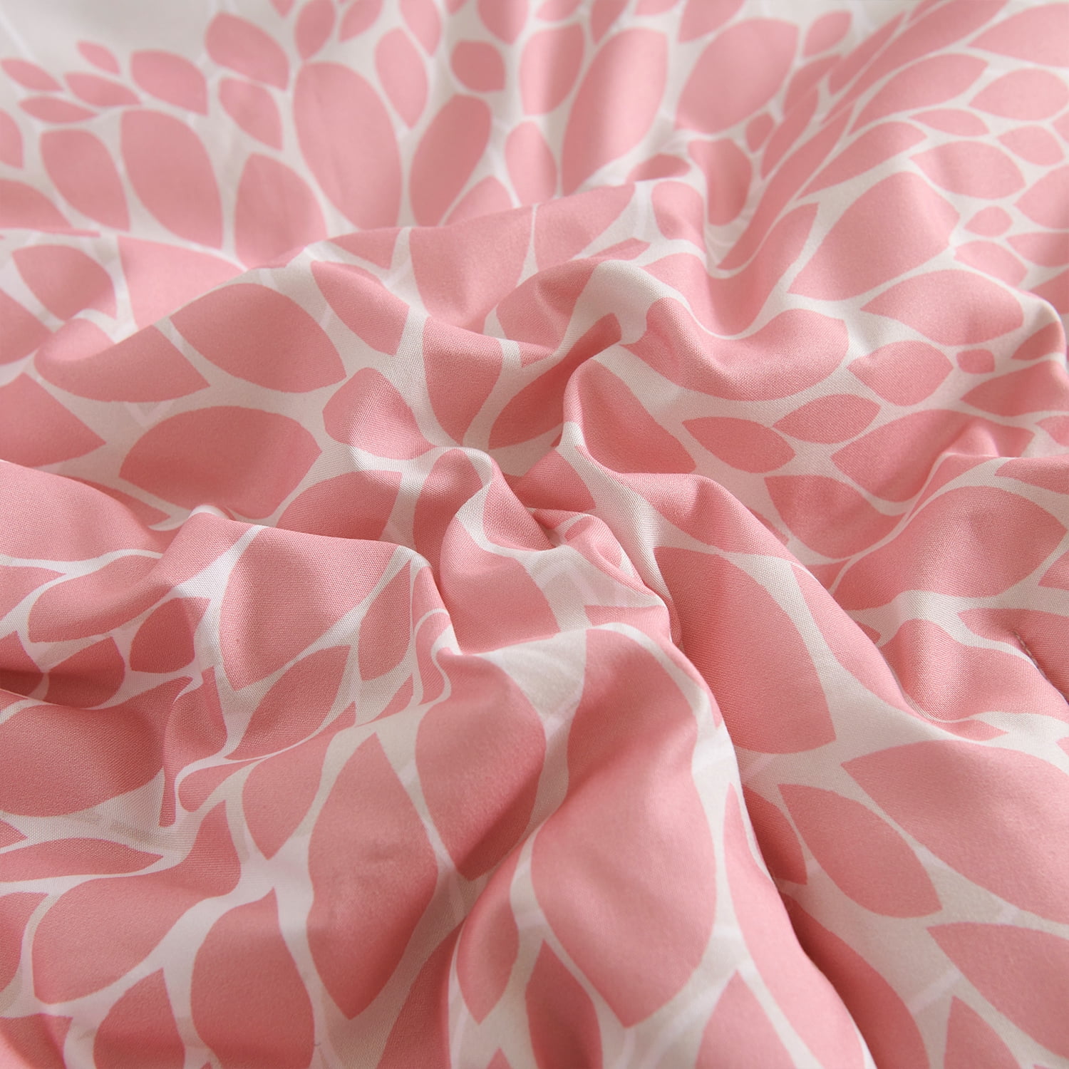 Koniroom Pink Floral Comforter Set, Botanical Beige Bedding Sets King Size with Cute Pink Flowers Printing for Women Teen Girls All Season 3 Pieces Comforters with 2 Pillow Shams (104x90 Inches)