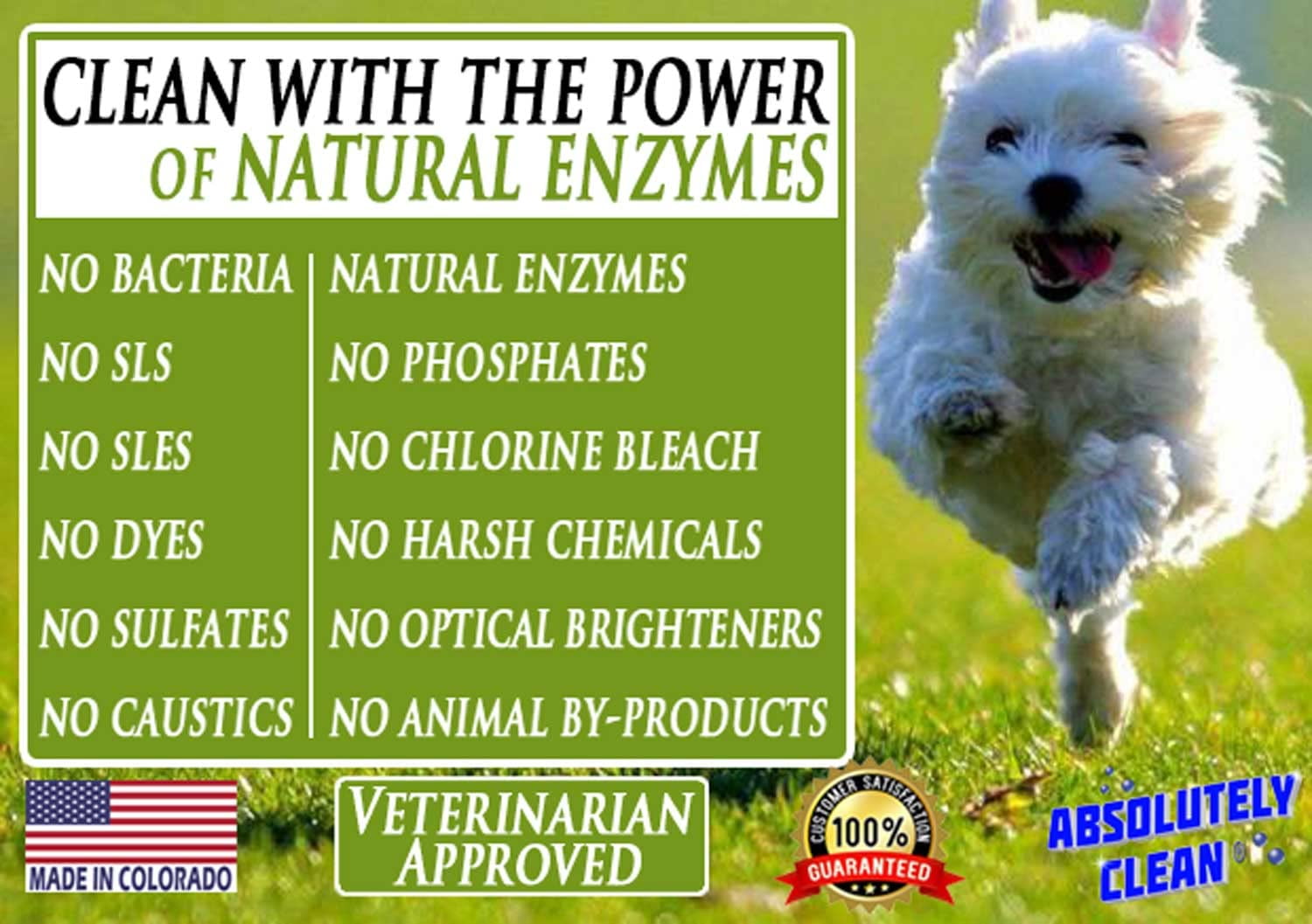 Amazing Outdoor Deodorizer - Natural Enzyme Formula - Just Spray & Walk Away - Grass, AstroTurf, Dog Runs, Patios, Decks, Fences & More - Prevents Lawn Yellowing - USA Made - Vet Approved
