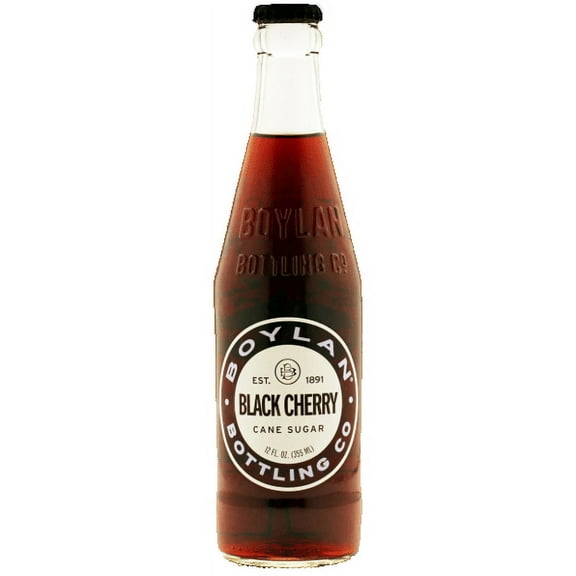 Boylan Bottling Pure Cane Sugar Soda Pop, Black Cherry, 12 oz Glass Bottles (Pack of 12)