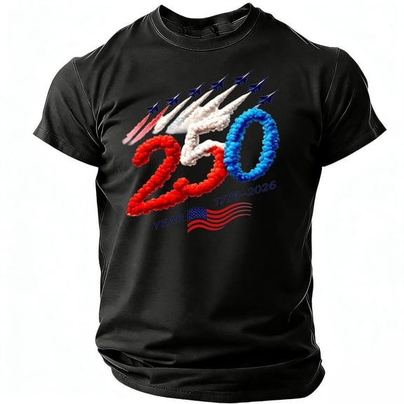 Men's 250th America Anniversary Shirt Casual America Flag Print Short Sleeves Crew Neck Tee Tops Memorial Day Veteran T-Shirts