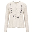 thumbnail image 4 of XPMWRP Women's Knitted Open Front Embroidered Floral Jackets Fashion Soft Casual Long Sleeve Button Coats Outerwear Beige M, 4 of 6