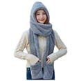 thumbnail image 2 of Dyfzdhu Women Cute Thick Hat Ear Protectors Warm Plush Scarf Gloves Set Gray, 2 of 5