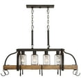thumbnail image 6 of Franklin Iron Works Eldrige Bronze Faux Wood Pot Rack Linear Pendant Chandelier 36 1/2" Wide Rustic Farmhouse Seeded Glass 4-Light for Dining Room, 6 of 9