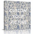 thumbnail image 2 of Blue Flowers Wall Art Painting on Canvas, Retro Rustic Botanical Floral Leaves Vines Canvas Art Home Prints Wall Art Framed Modern Artwork for Living Room Bedroom Wall Decor 12x12in, 2 of 9