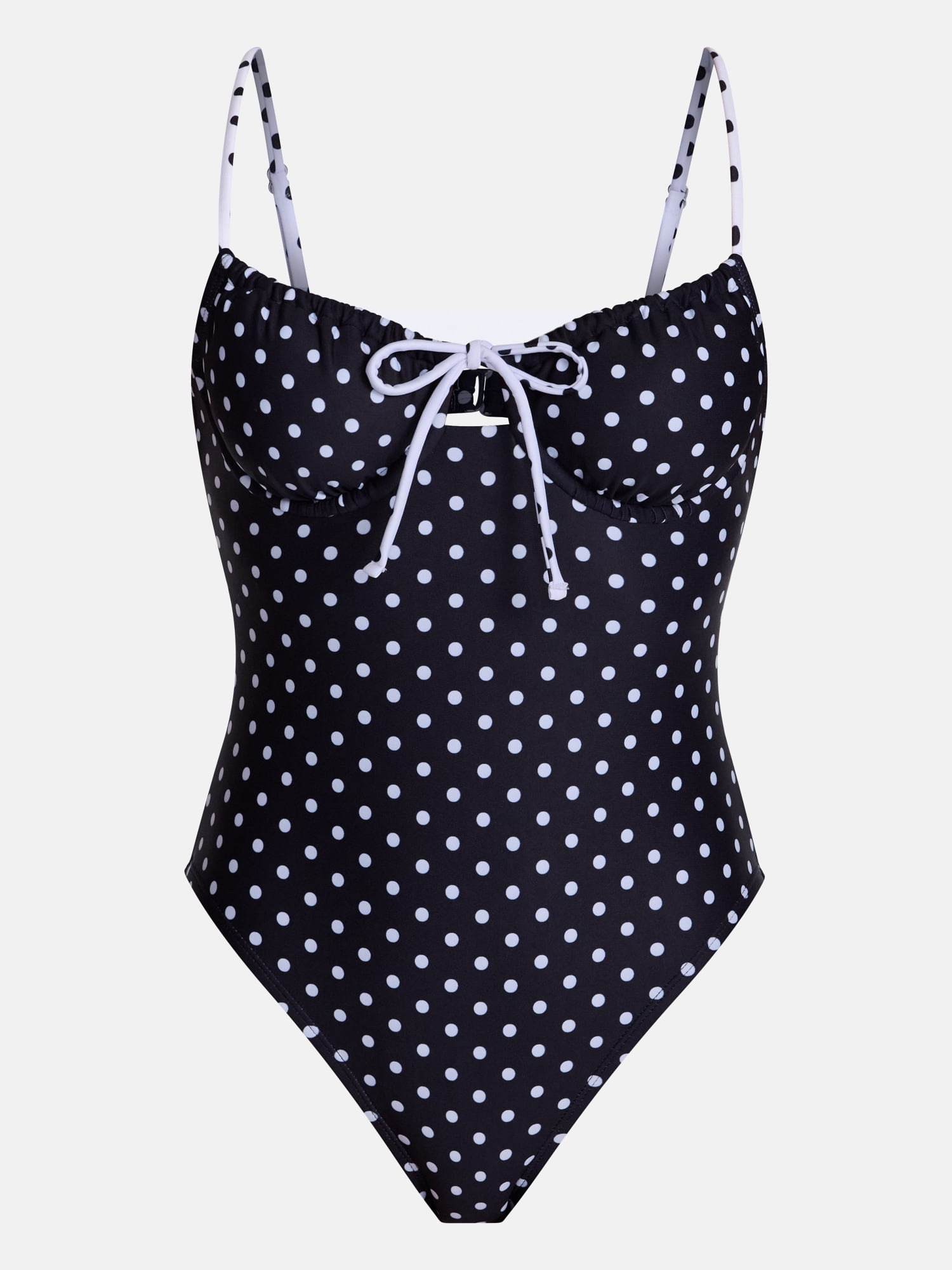 No Boundaries Polka Dot Underwire One Piece Swimsuit, Women's XXS-XXL