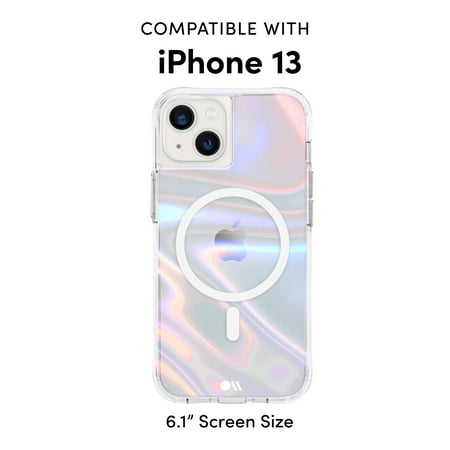 Case-Mate - Soap Bubble Hardshell Case w/ MagSafe w/ Antimicrobial for iPhone 13 - Iridescent
