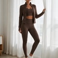 thumbnail image 6 of Women’s 3 Piece Workout Set – Sports Bra, Leggings & Jacket with Thumbholes – Yoga Outfit Activewear for Gym Running Training, 6 of 7