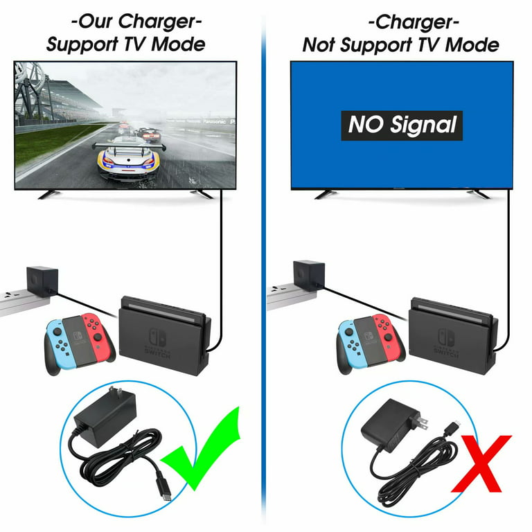  Charger for Nintendo Switch,OLED Charger Compatible with Nintendo  Switch/Switch Lite/Switch Dock, Fast Travel Charger with 5FT Type-c Cable  for Samsung Galaxy S9 and Support TV Mode : Video Games