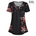 thumbnail image 1 of T-shirt Imprimé Femmes Été Col Rond Manches Courtes T-shirt Col Rond Chemisier Ample, Noir, XXL, 1 of 7