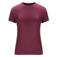 thumbnail image 5 of Jewelreauty Cotton Tshirts Slim Fit Short Sleeve Y2k Casual Crop Tops for Women Summer Going Out Tees Solid Color (L, Wine), 5 of 7