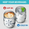 thumbnail image 4 of 12oz Stemless Wine Tumblers Blue Christmas Snowflake Pattern Vacuum Insulated Stainless Steel Travel Tumbler Cups Mug with Lid and Straw for Champaign,Cocktail,Beer with Cleaning Brush, 4 of 5