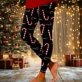 thumbnail image 2 of Fiaer Christmas Women Leggings Trendy Slim Fit Yoga Pants Santa Reindeer Snowflake Candy Sticks Graphic High Waisted Stretch Workout Trousers Black3 XL, 2 of 5