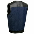 thumbnail image 4 of Milwaukee Leather MDM3004 Men's Brute Dual Closure Blue Denim and Black Leather Club Style Vest XXXXX-Large, 4 of 8