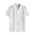 thumbnail image 4 of MIXUE Mens Casual Button Down Shirts Summer Solid Color Mesh Hollow Out See Through Lapel Short Sleeve Tops Streetwear,White,S, 4 of 8