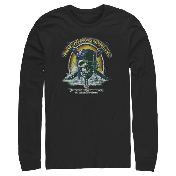 Men's Pirates of the Caribbean: On Stranger Tides Undead on Arrival Skull Logo Long Sleeve Shirt Black Medium
