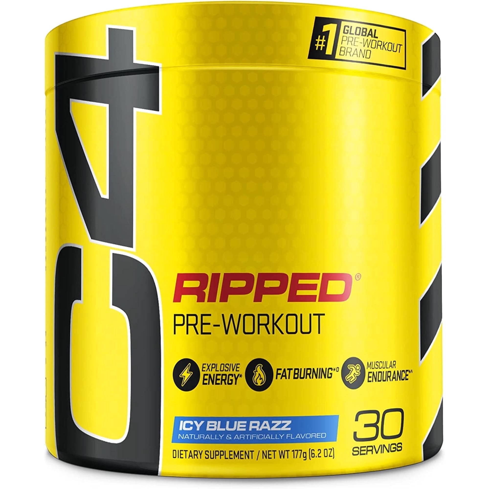 C4 Ripped Pre-Workout Powder, Icy Blue Razz, 30 Servings