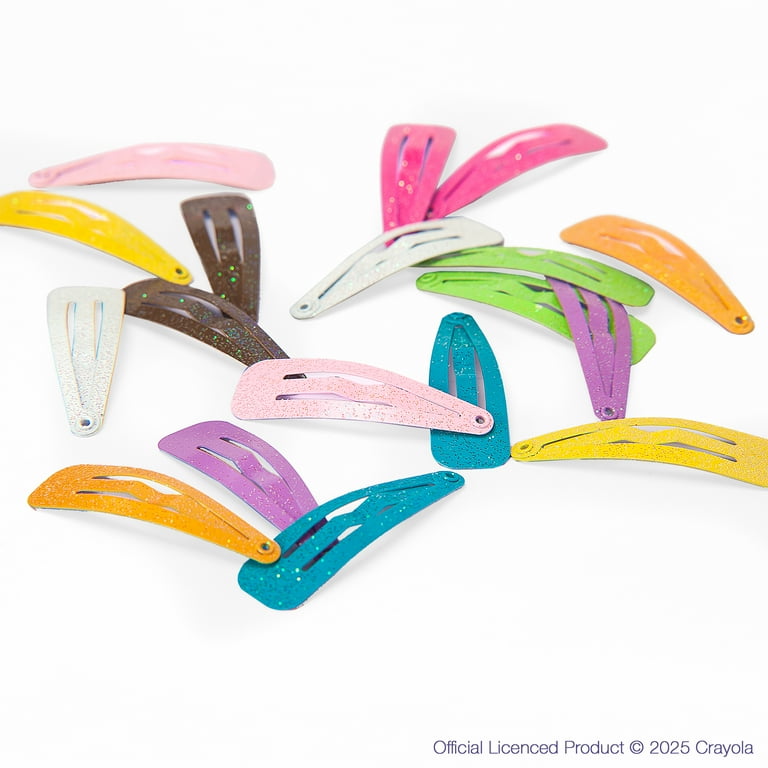 ENCHANTE-CRAYOLA Kids Glitter Snap Hair Clips, Assorted Colors, 18