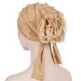 thumbnail image 2 of Women Beading Floral India Hat Muslim Ruffle Cancer Chemo Beanie Turban Wrap Cap, 2 of 3