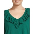 thumbnail image 4 of Terra & Sky Women's Plus Size Smocked Cuff Ruffle Tee, 4 of 5