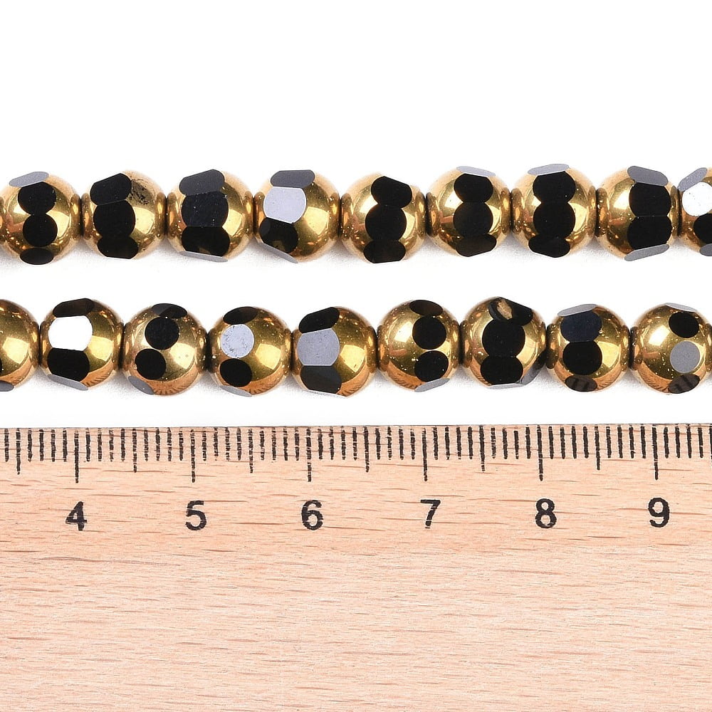 Electroplate Glass Beads Strands Full Plated Faceted Round Black 7x8mm Hole: 1.5mm about 42pcs/strand 12.20''(31cm)